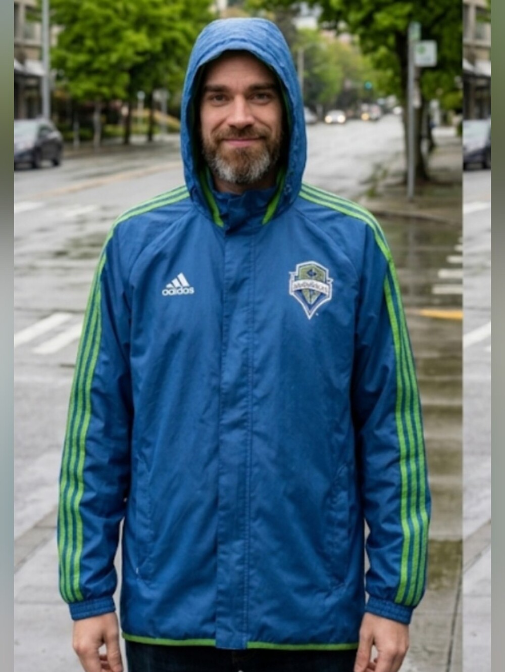 Adidas Seattle Sounders FC Windbreaker Jacket Mens XL Xbox Sponsor Blue MLS